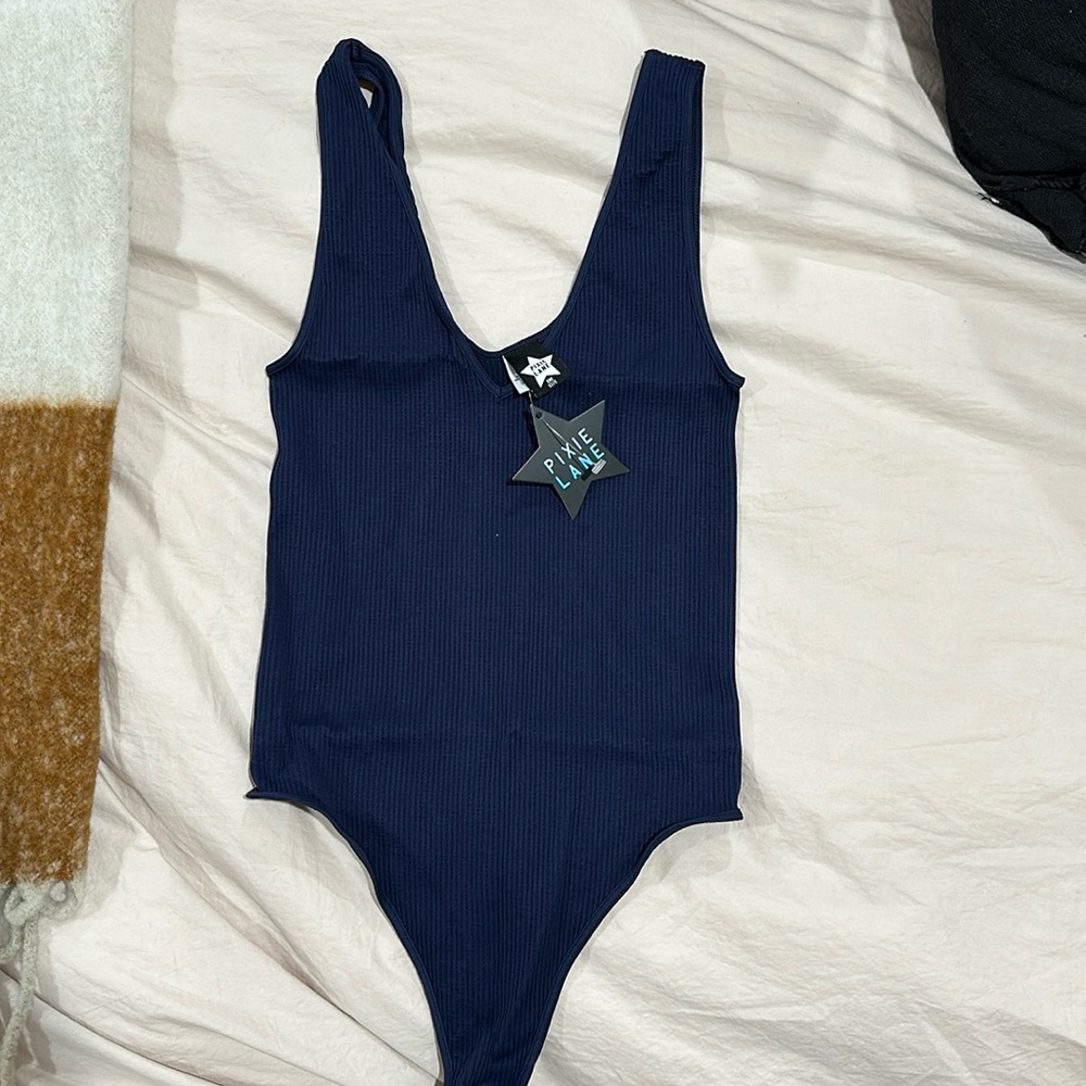 Pixie Lane Navy Blue Body suit. One Size